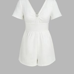 Stylish White V-Neck Romper
